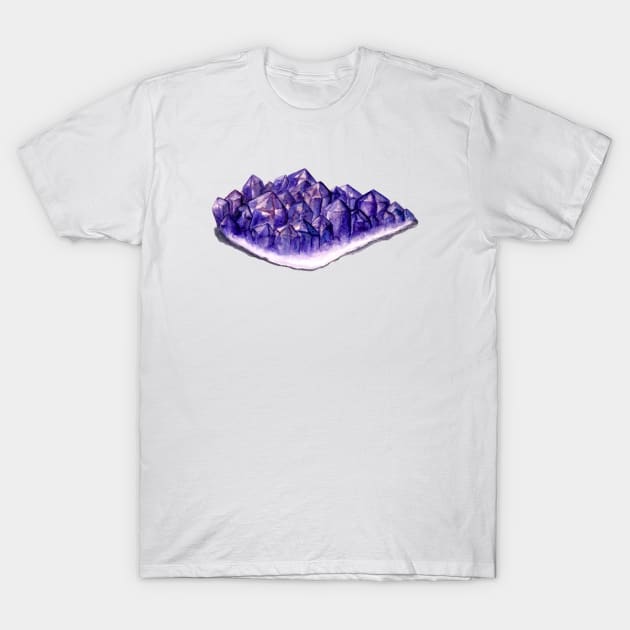 Watercolor Amethyst Cluster T-Shirt by Kraina